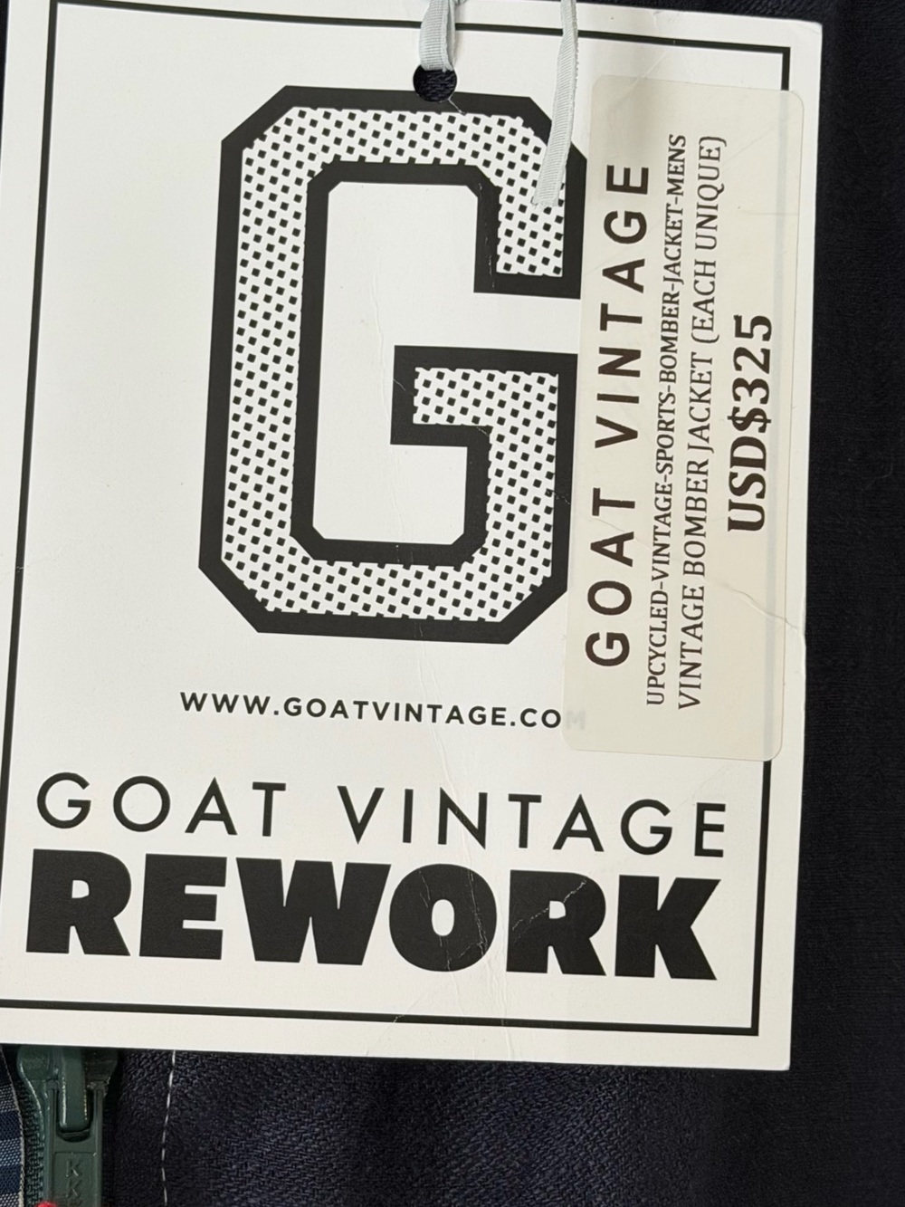 Goat Vintage Rework Navy & Black Patchwork Bomber Jacket - Picture 5 of 9